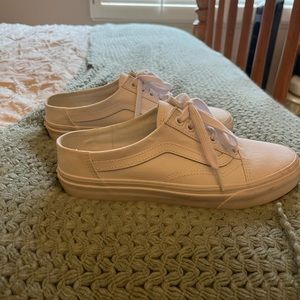 White Slip On Backless Vans